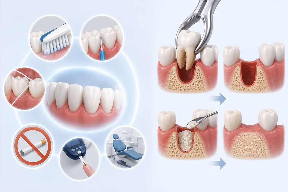 Dental health and care steps infographic